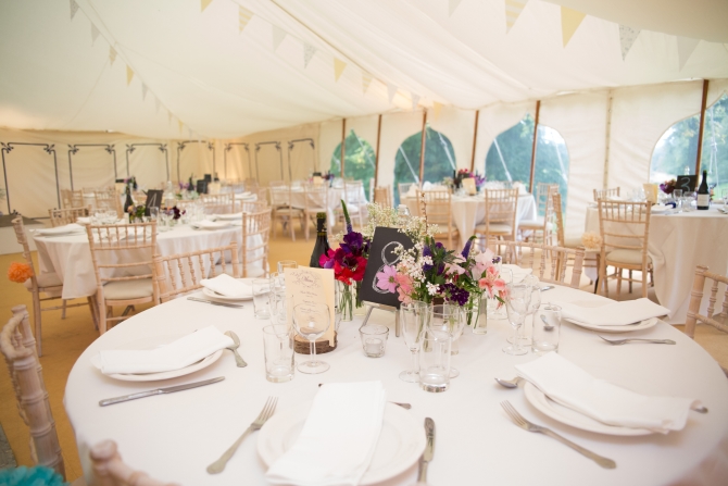 marquee wedding table decor blue white